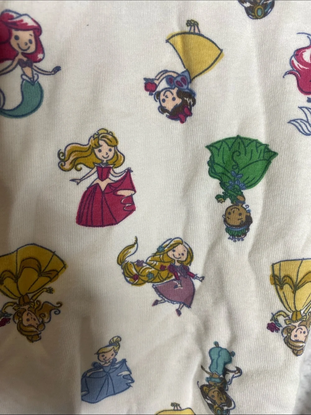 Gap Disney Cream Kids Pajama Set with Multicolor Princesses Print